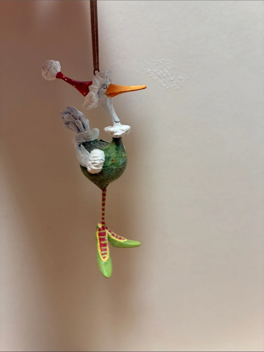 Green & Red Festive Bird Ornament